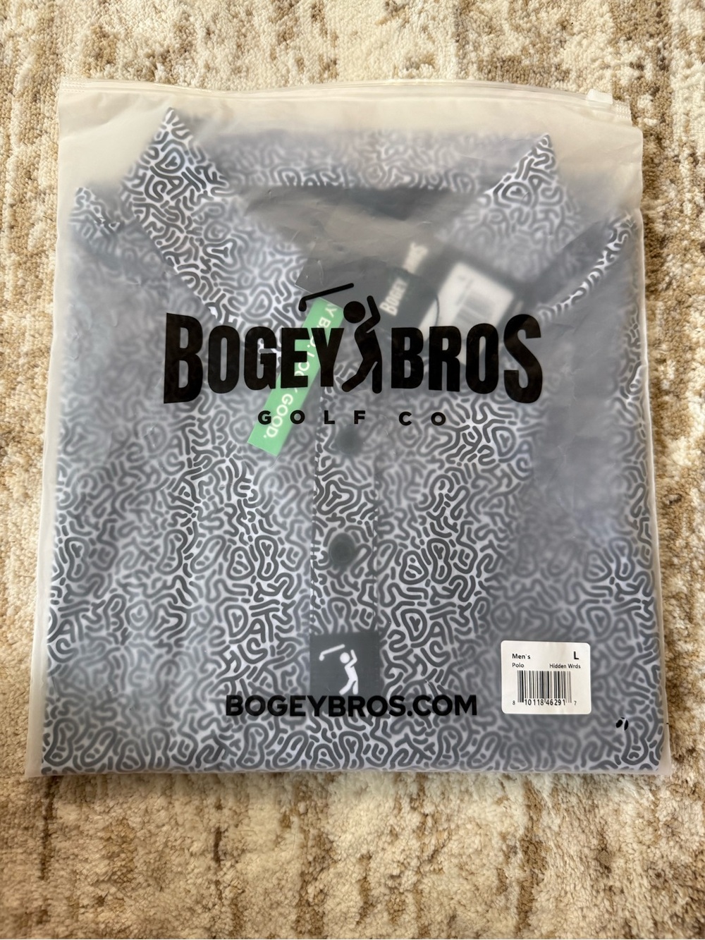 Hidden Words Men's Polo — Black/White Pattern - Picture 2 of 4
